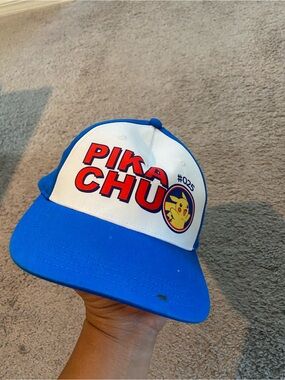 Kids Pikachu #025 Trucker Hat in Blue and White